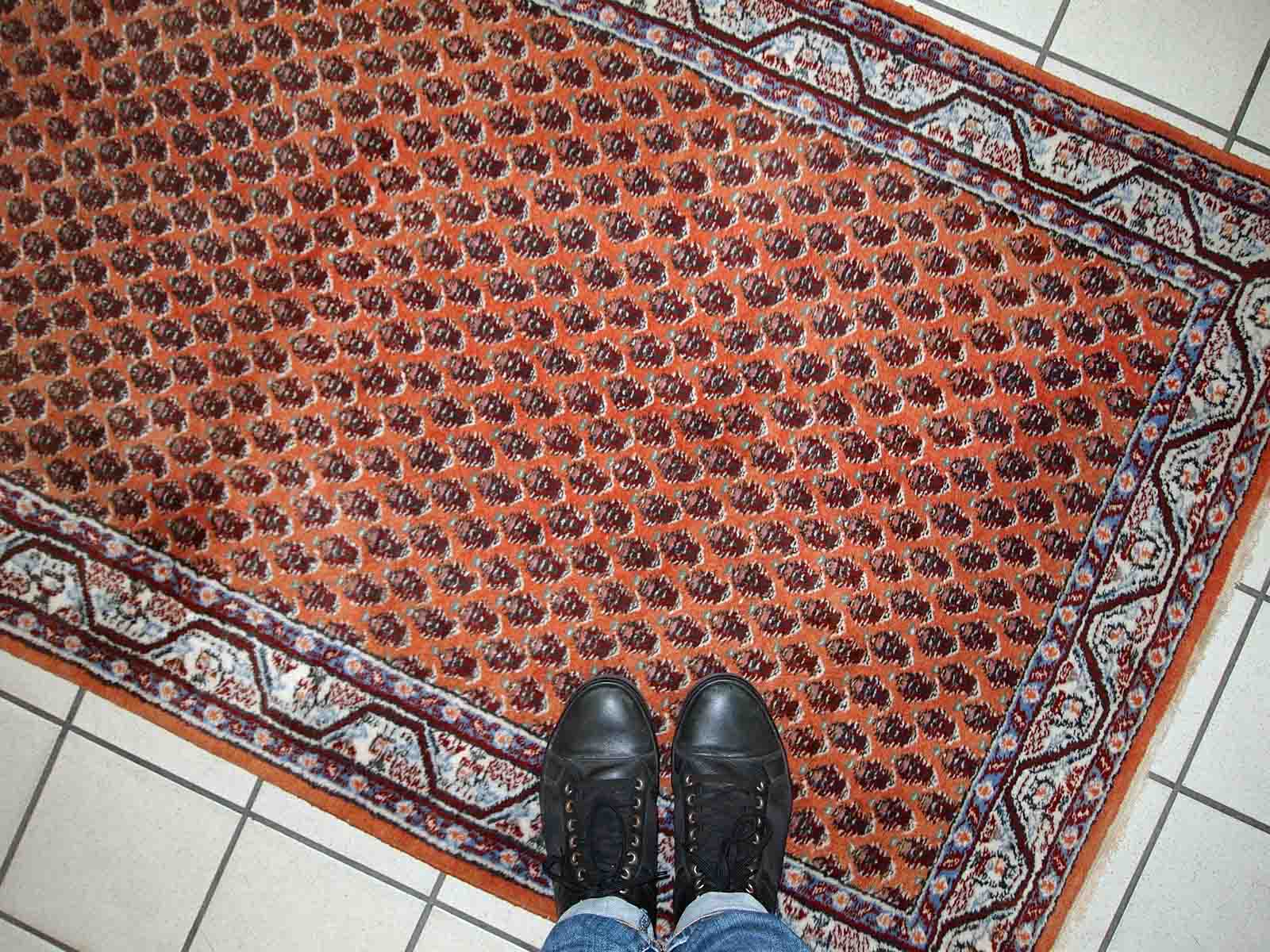 Vintage indian carpet seraband handmade 94cm x 194cm 1980s, 1c742