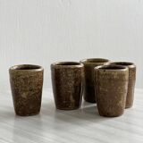 5 coquetiers en grès pyrite, shooter en céramique.