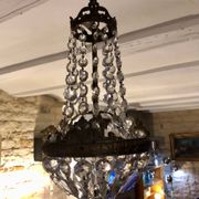 Bronze and crystal hot air balloon chandelier