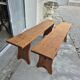 Set of 4 farm benches in old fir 1950s - 1m30