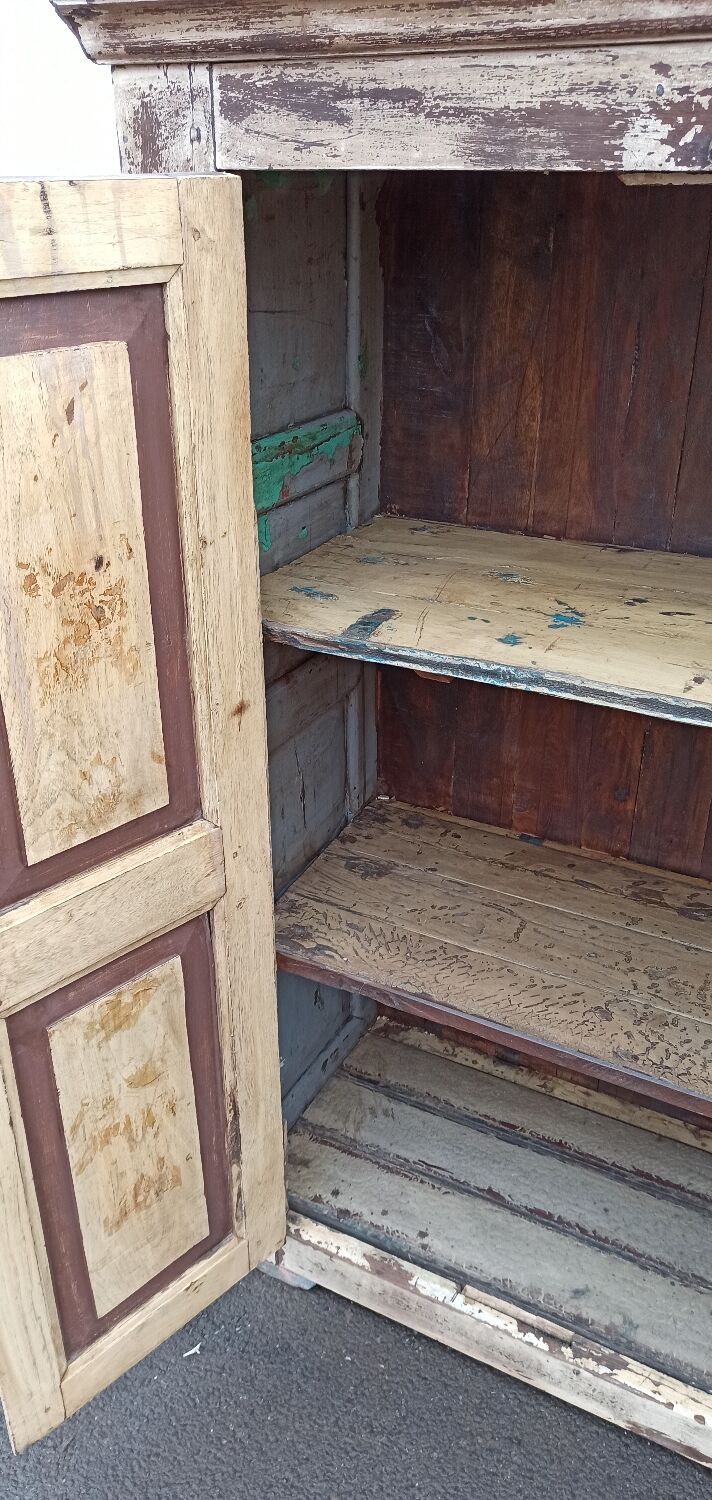 Old wooden wardrobe beige / pale yellow façade