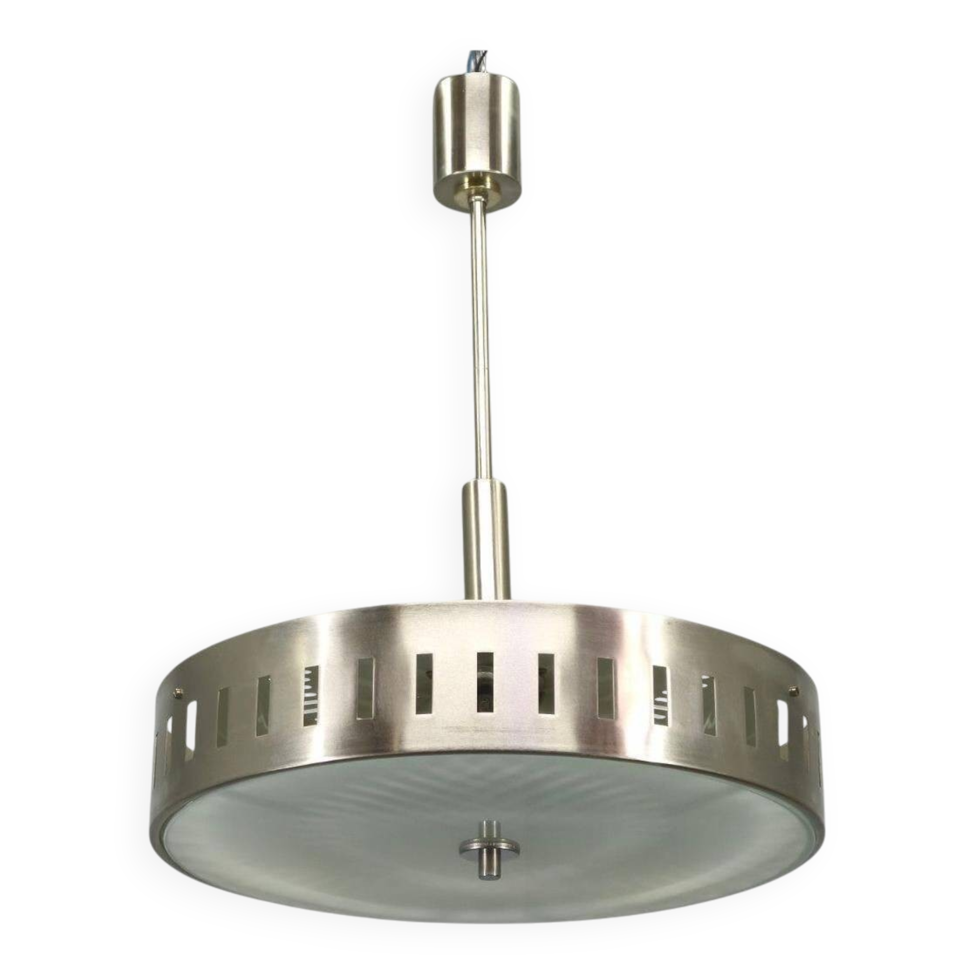 Space Age UFO Chandelier, Metal and Glass, Czechoslovakia 1970s
