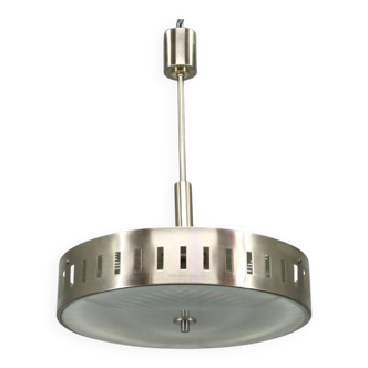 Space Age UFO Chandelier, Metal and Glass, Czechoslovakia 1970s