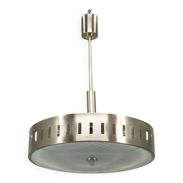 Space Age UFO Chandelier, Metal and Glass, Czechoslovakia 1970s