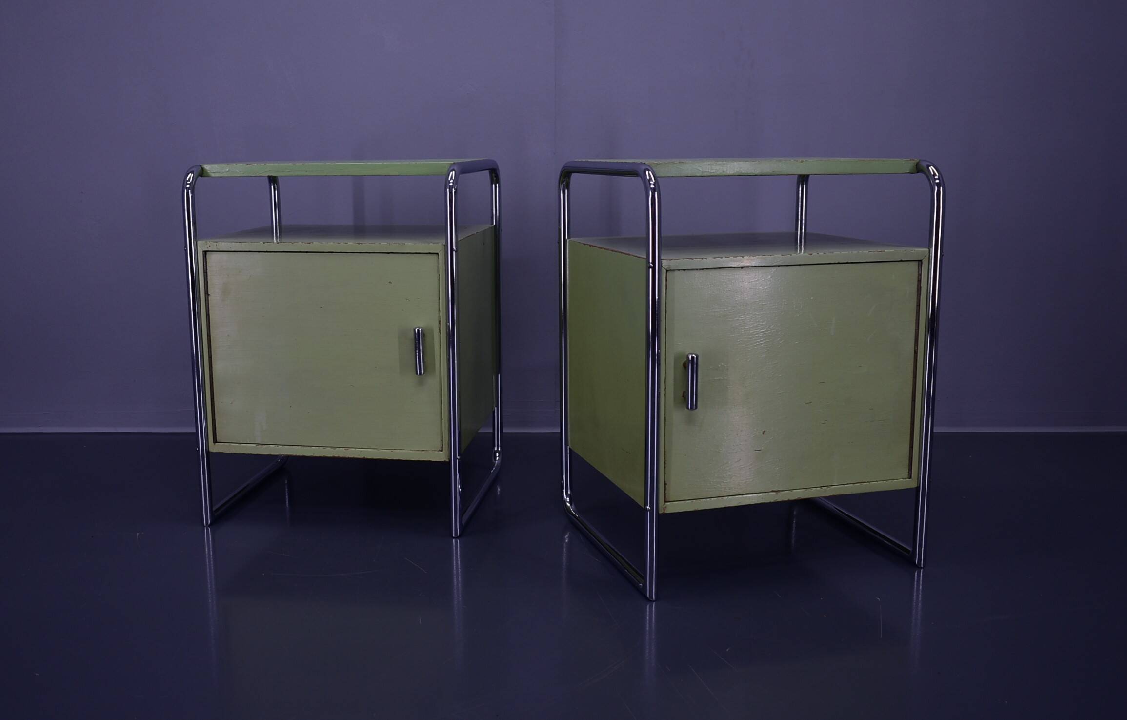 Set of Two Bauhaus Night Stands by Vichr & Co., 1930s