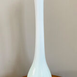 Vase blanc et vert à col long, verre coloré soufflé à la main, vase à fleurs simples
