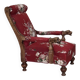 1920-30s, Danish armchair, furniture cotton fabric, hand carved oak wood.