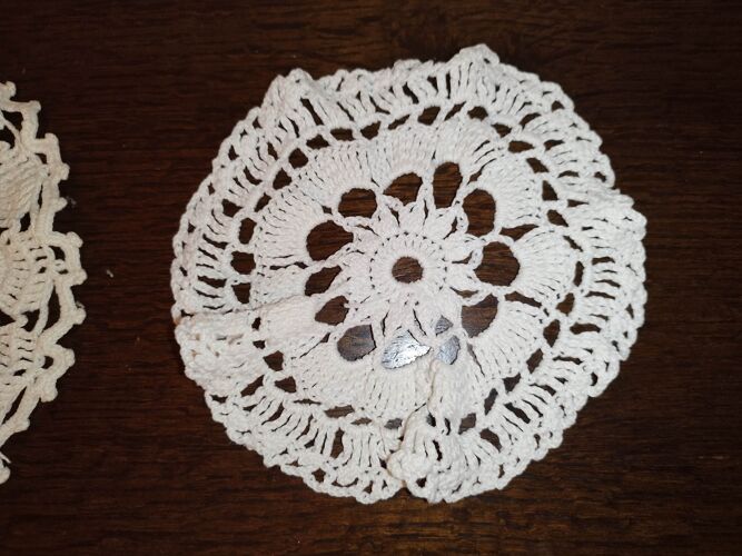 6 napperons napperon rond crochet coton blanc