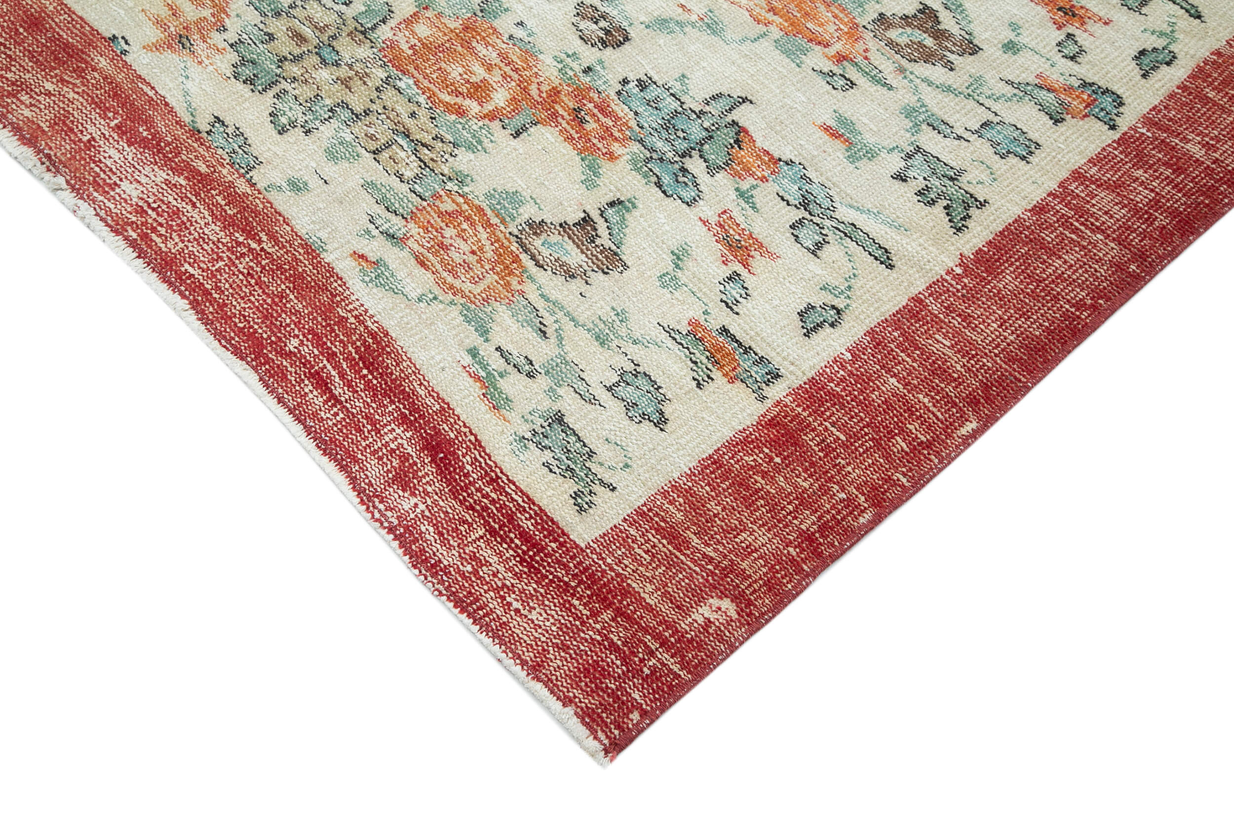 Handmade antique oriental beige rug 188 cm x 295 cm