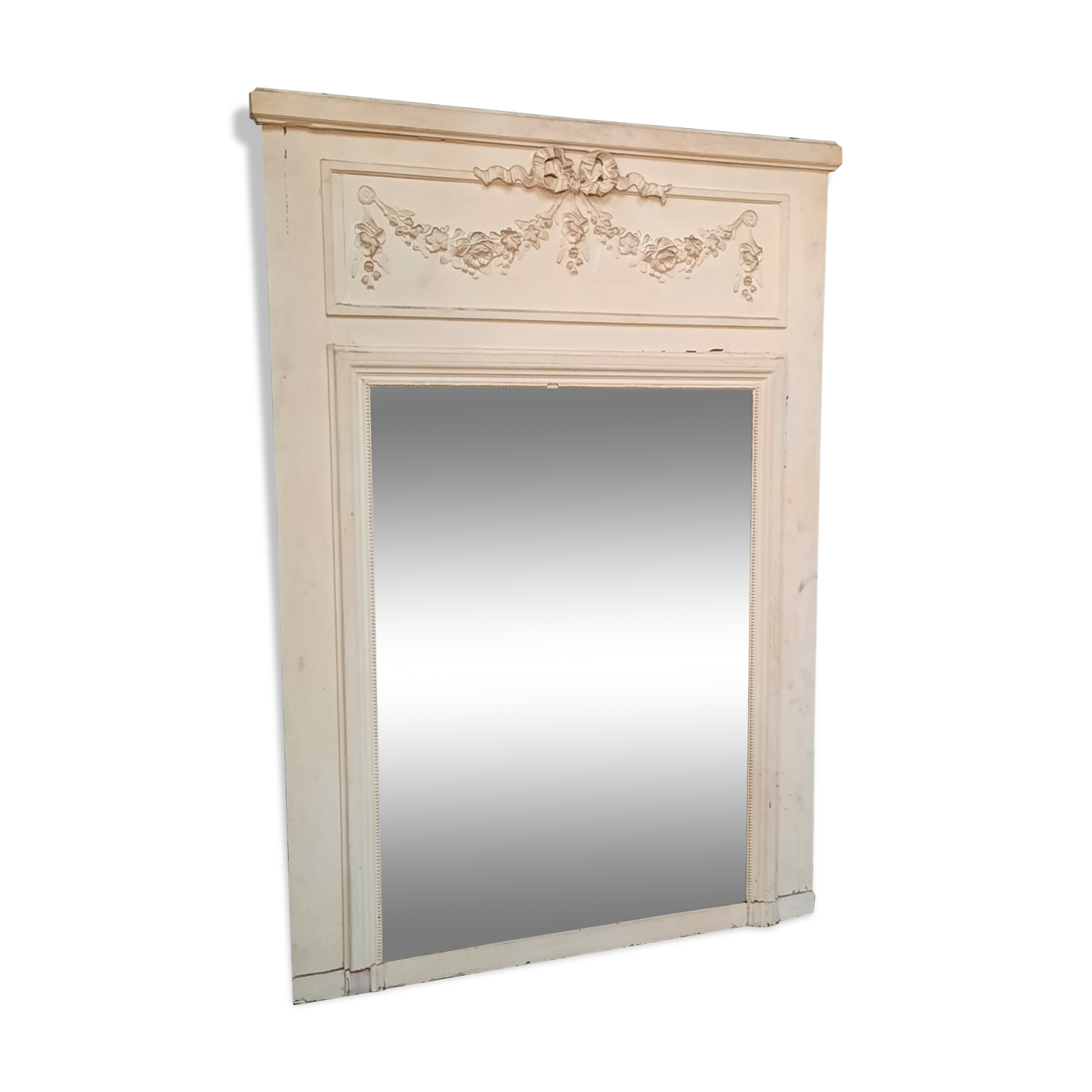 White painted wood paneling mirror