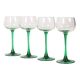 Set of 4 Vintage Luminarc Alsace Wine Glasses Narrow Green Stems