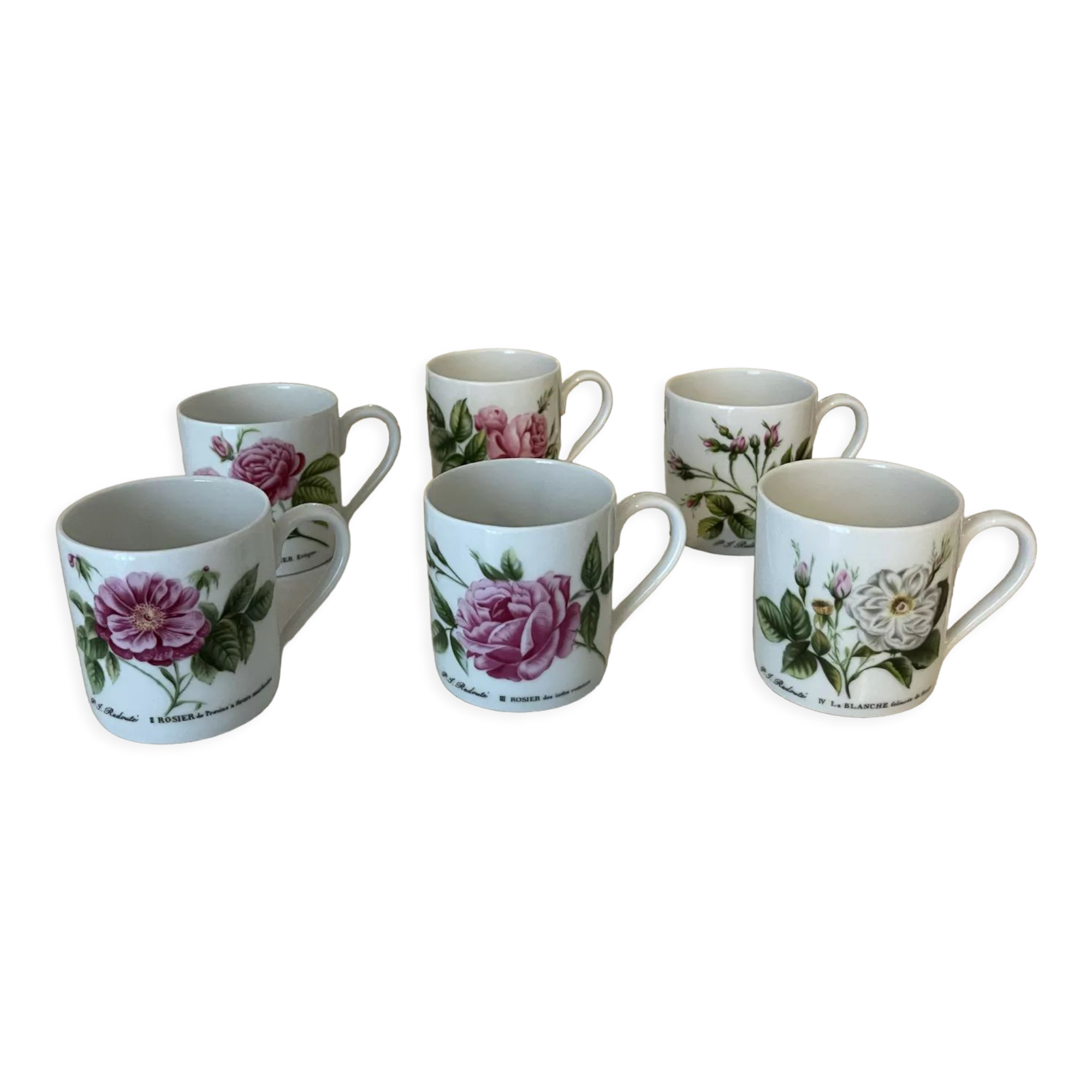Porcelain cups rose pattern