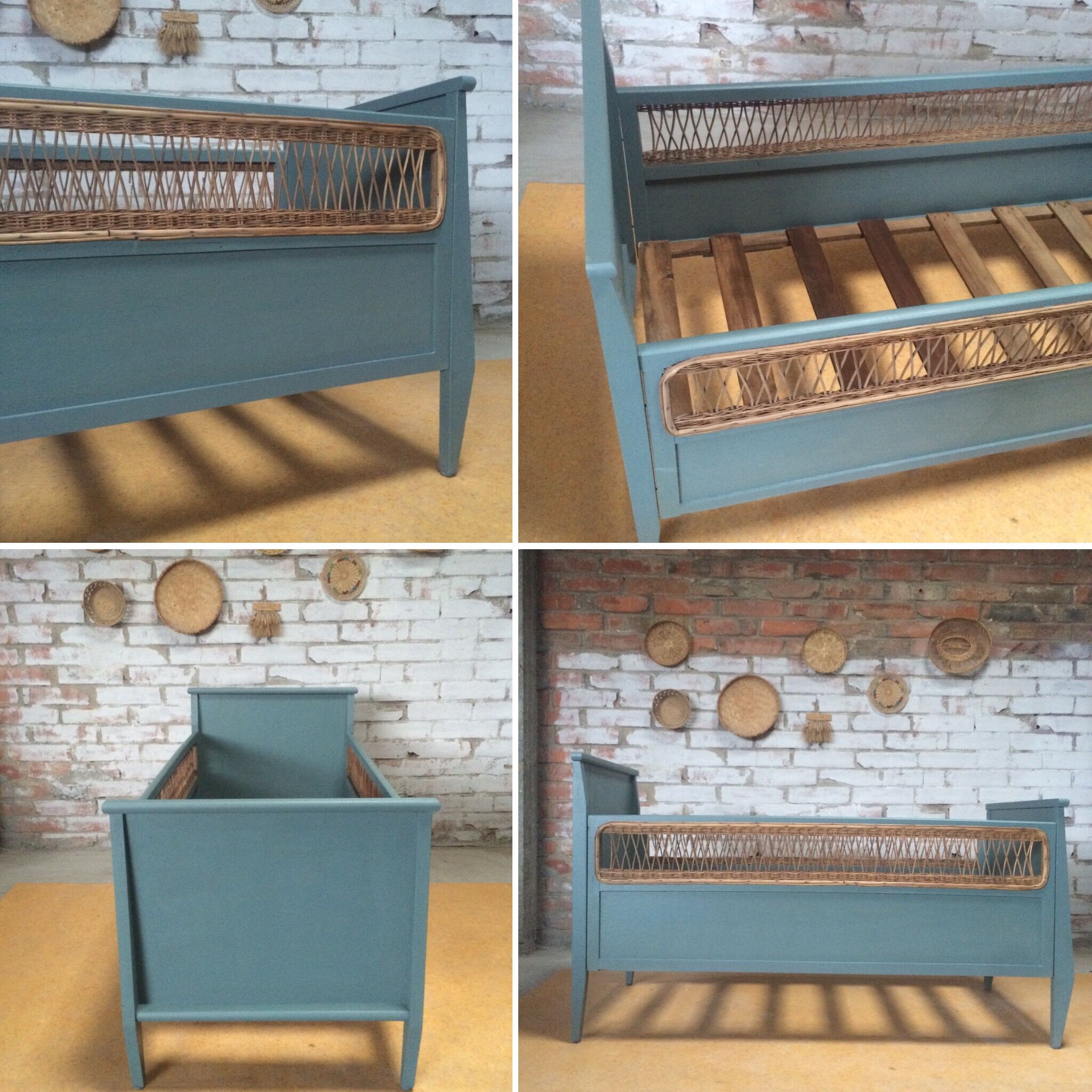 Baby bed feet compass and woven wicker