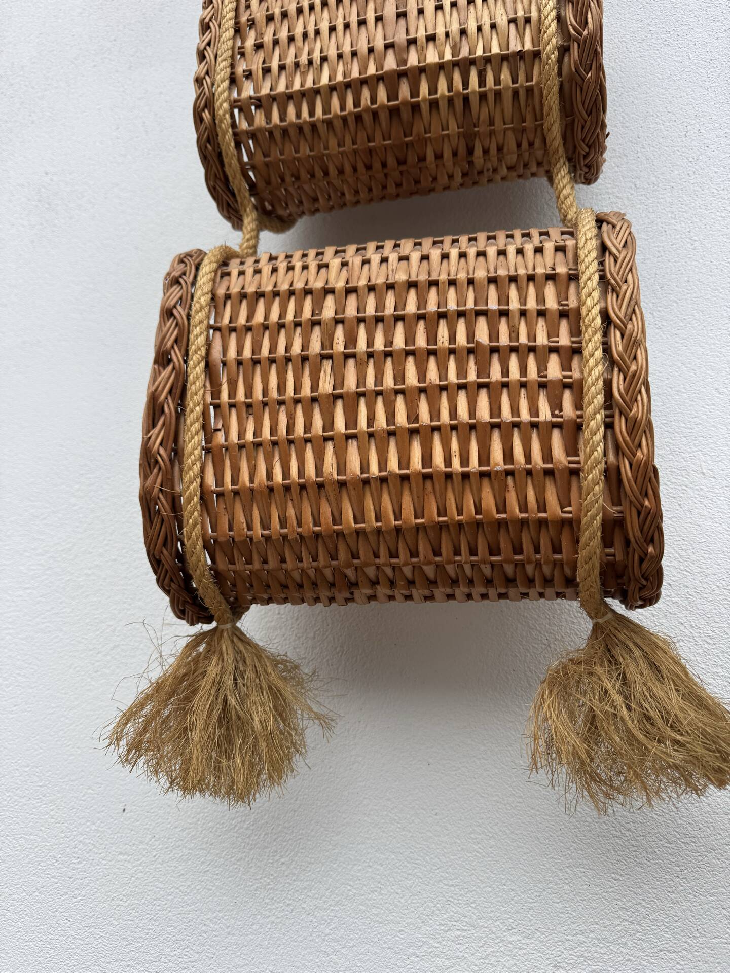 Suspended wicker rattan servant from the 1960s.
