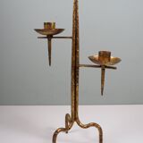 Grand vintage brutalist chandelier, Venetian style, sculptural metal.