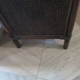 Vintage-commode 3 tioirs -bois bambou et rotin tressé - années 80