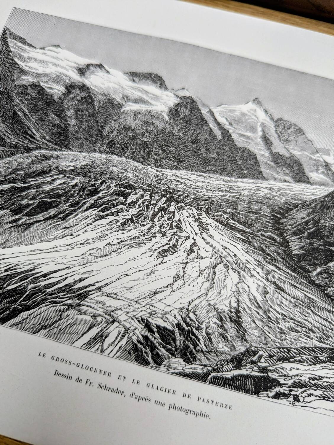 Pasterze and Grossglockner, Austria, printed illustration from 1878.