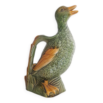 Carafe canard en barbotine