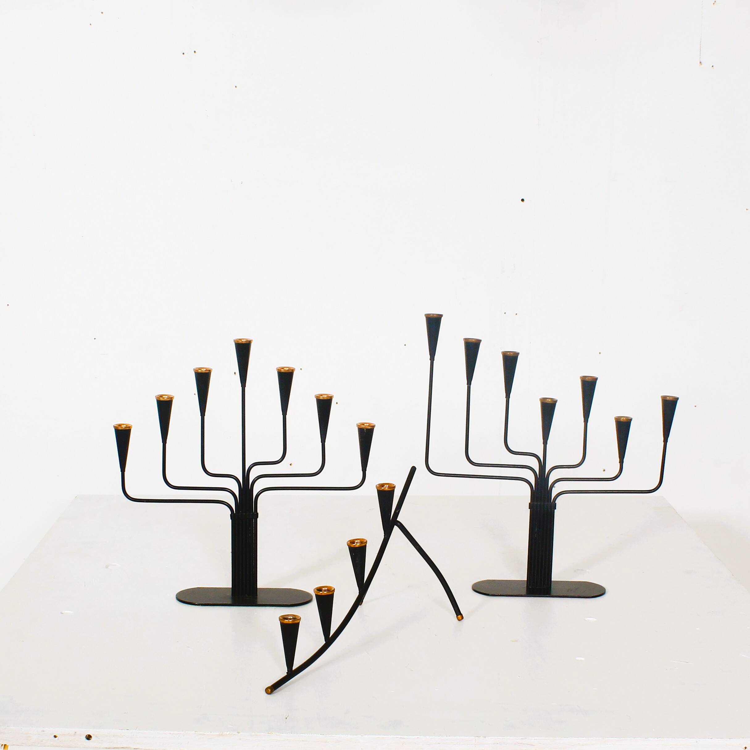 Set of 3 Mid-Century Candlesticks by Gunnar Ander for Ystad-Metall, 1910s