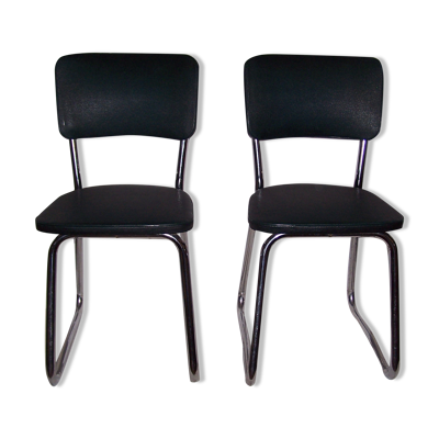 Paire de chaises industrielles bureaux années 50
