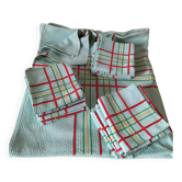 Ensemble nappe et 11 serviettes coton damassé vintage