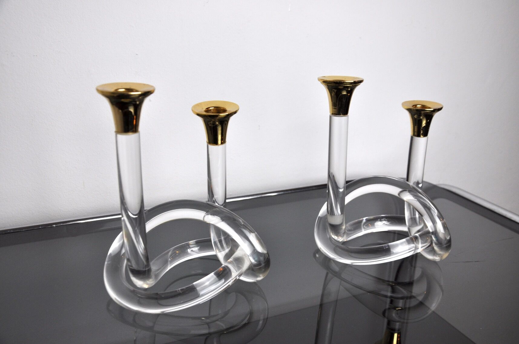 Pair of candle holders Dorothy Thorpe, lucite, 1970