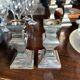 Pair of silver-plated metal candlesticks