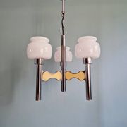 Lustre Space Age in chrome metal and opaline, G. Sciolari, 1970