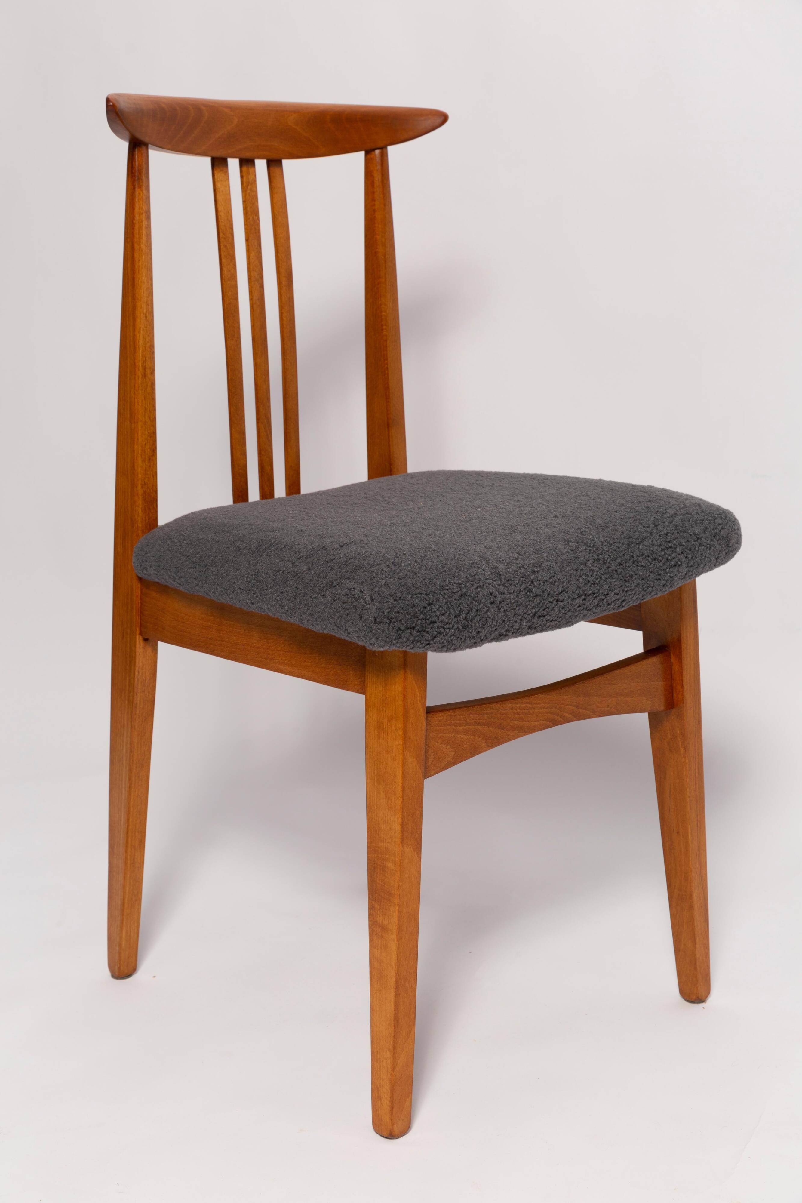 Beech chair with graphite boucle upholstery by M. Zielinski, Europe, 1960
