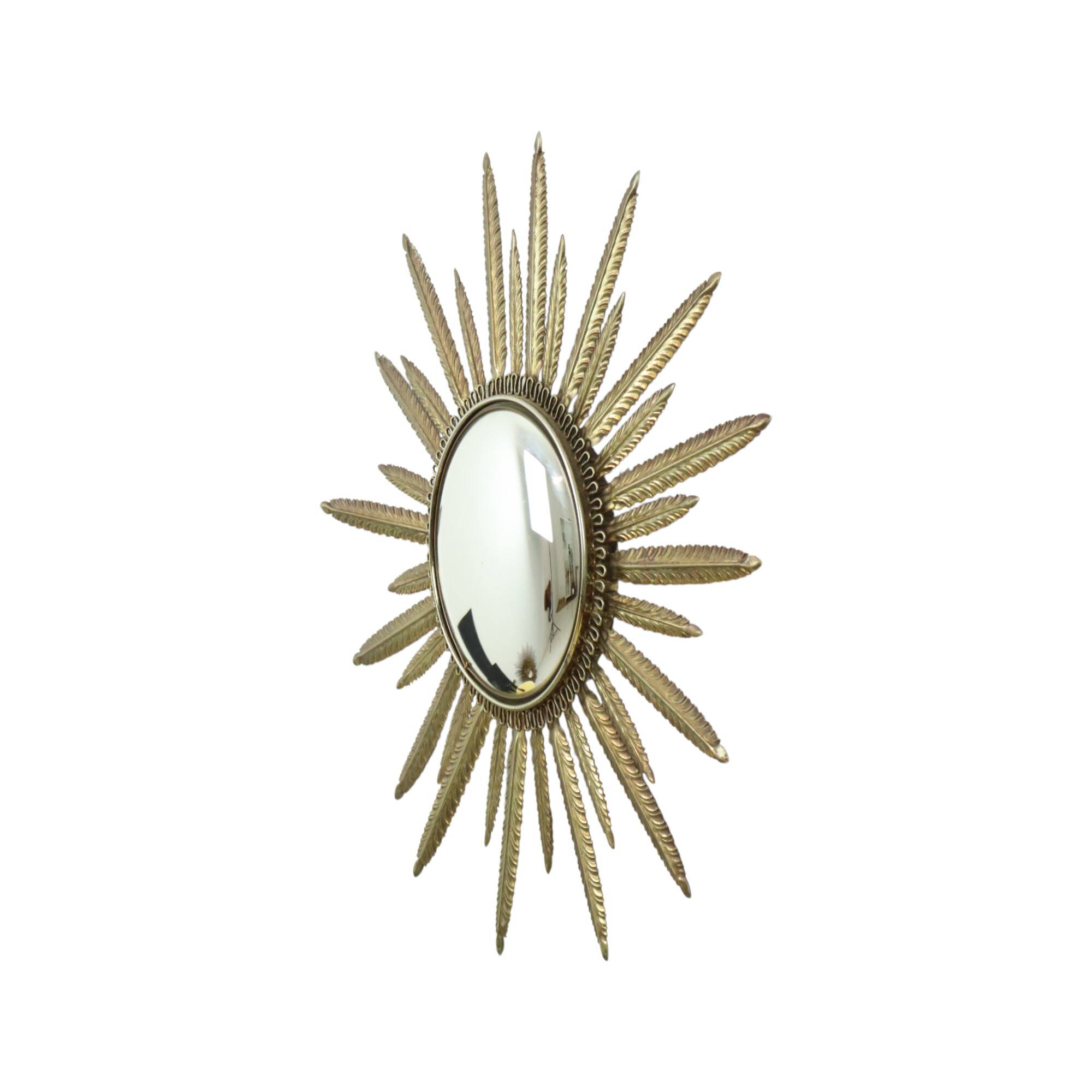 Mid Century Copper Plated Metal Sun Mirror Deknudt Convex 55cm