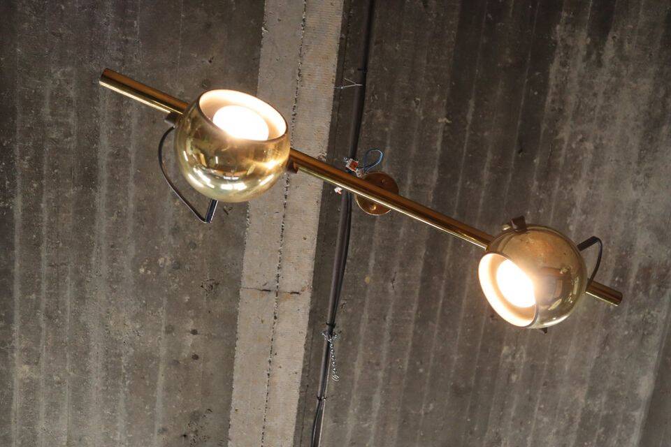 Set of vintage brass ceiling and wall lamps by Sische leuchten, Germany 1960's.