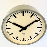 Industrial grey factory wall clock from pragotron, 1960s