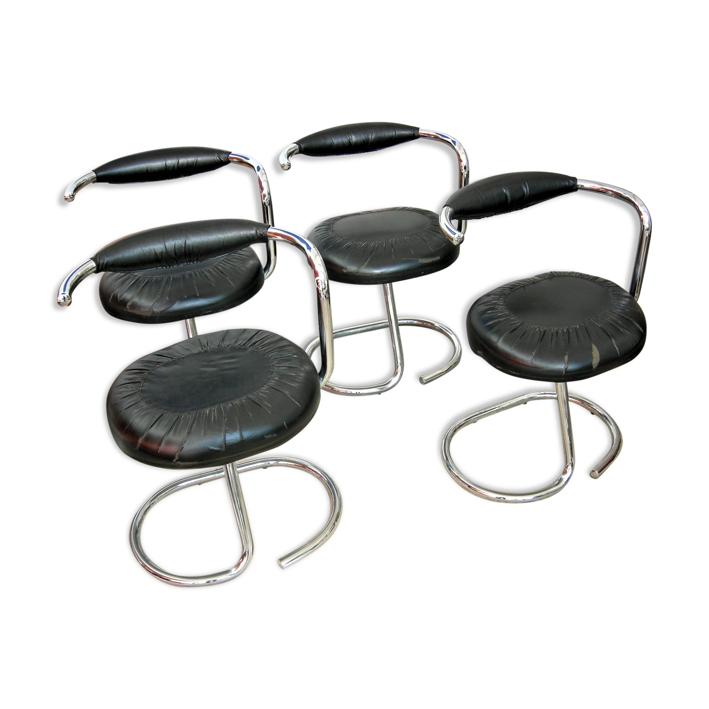 Suite of 4 Cobra chairs by Giotto Stoppino