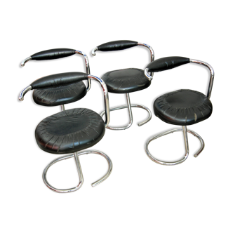 Suite of 4 Cobra chairs by Giotto Stoppino
