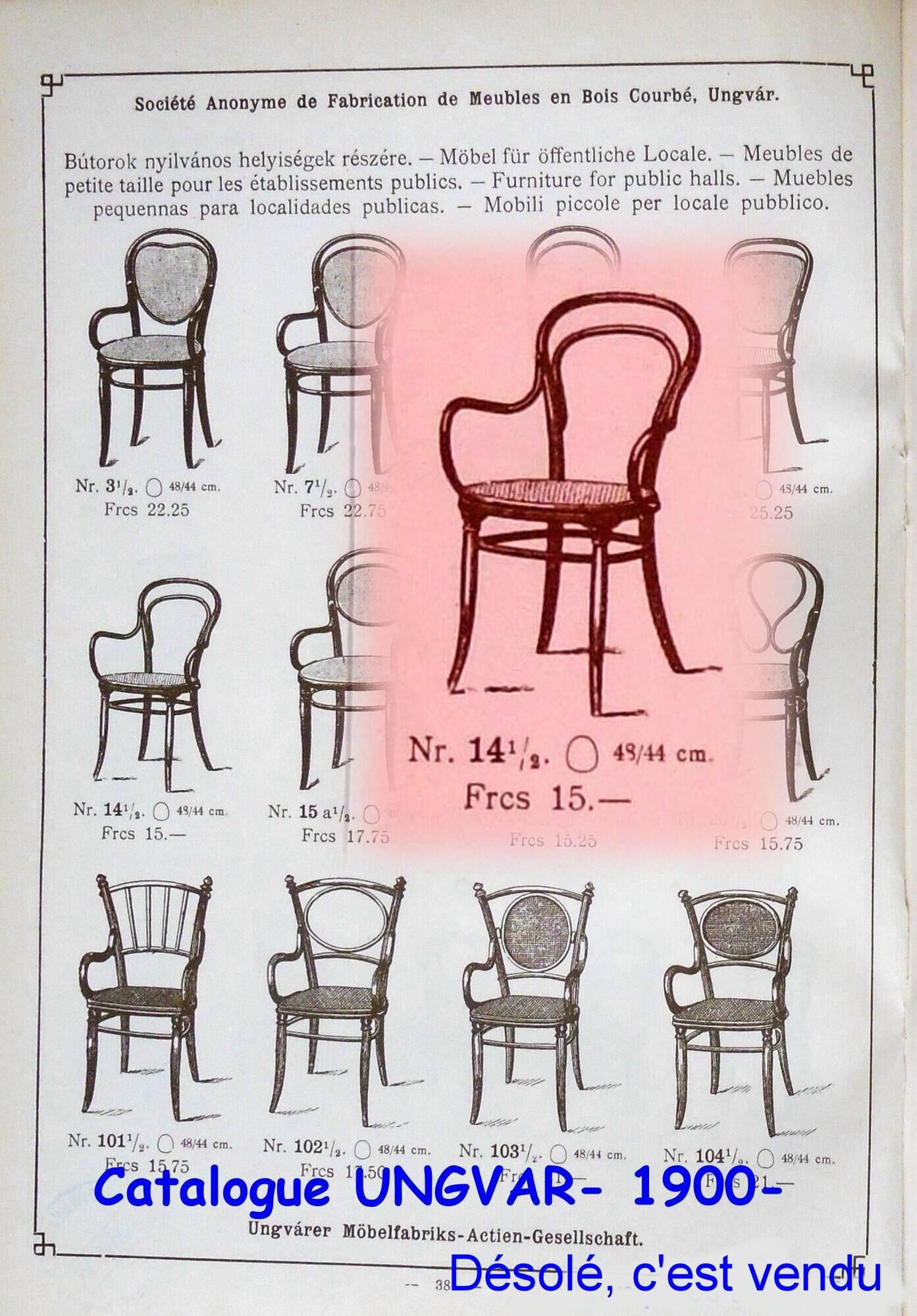 Bistro armchair wood-curved by Ungvar , 1905 n°14 1/2