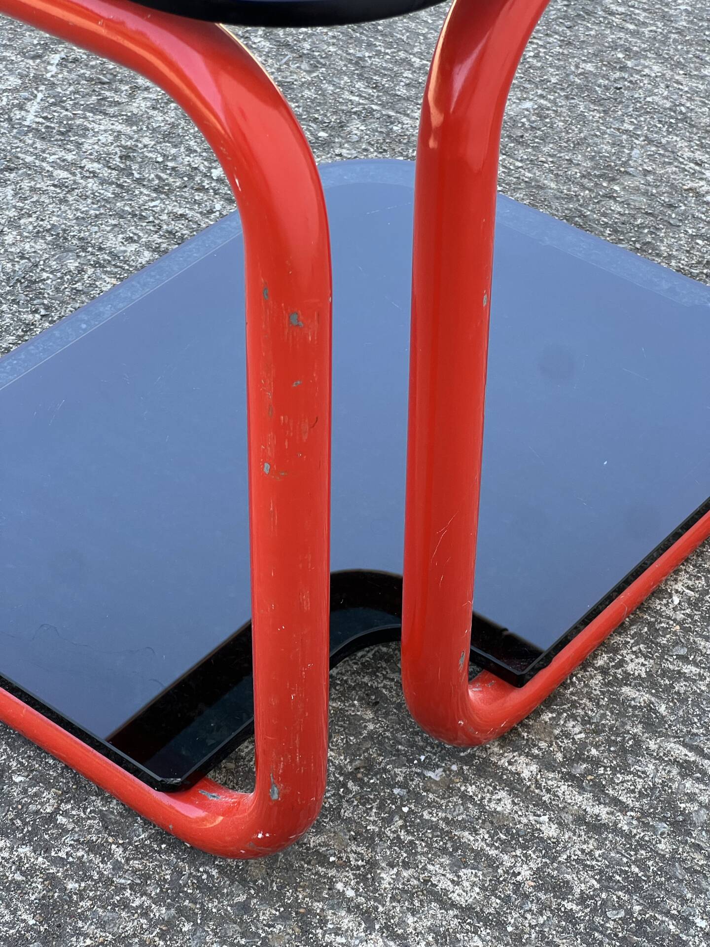 tubular and glass side table from the 1980s