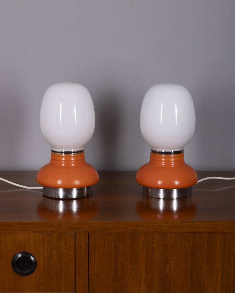 Vintage Italian Glass Table Lamps, 1970s, Set of 2