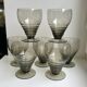 7 verres à vin art déco en verre fumé années 30-40