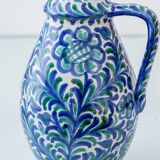 Fajalauza ceramic table lamp with hand-woven shade, Granada, Spain.