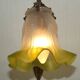 French Art Deco Brass Single Wall Light Rose Bud White & Green Shade 5507