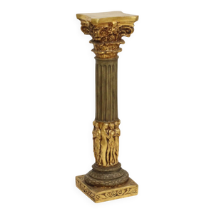 Colonne en résine dorée