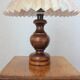Wooden table lamp with vintage floral pleated lampshade