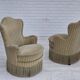 1970s, pair of Danish armchairs, original condition, green furniture velour.