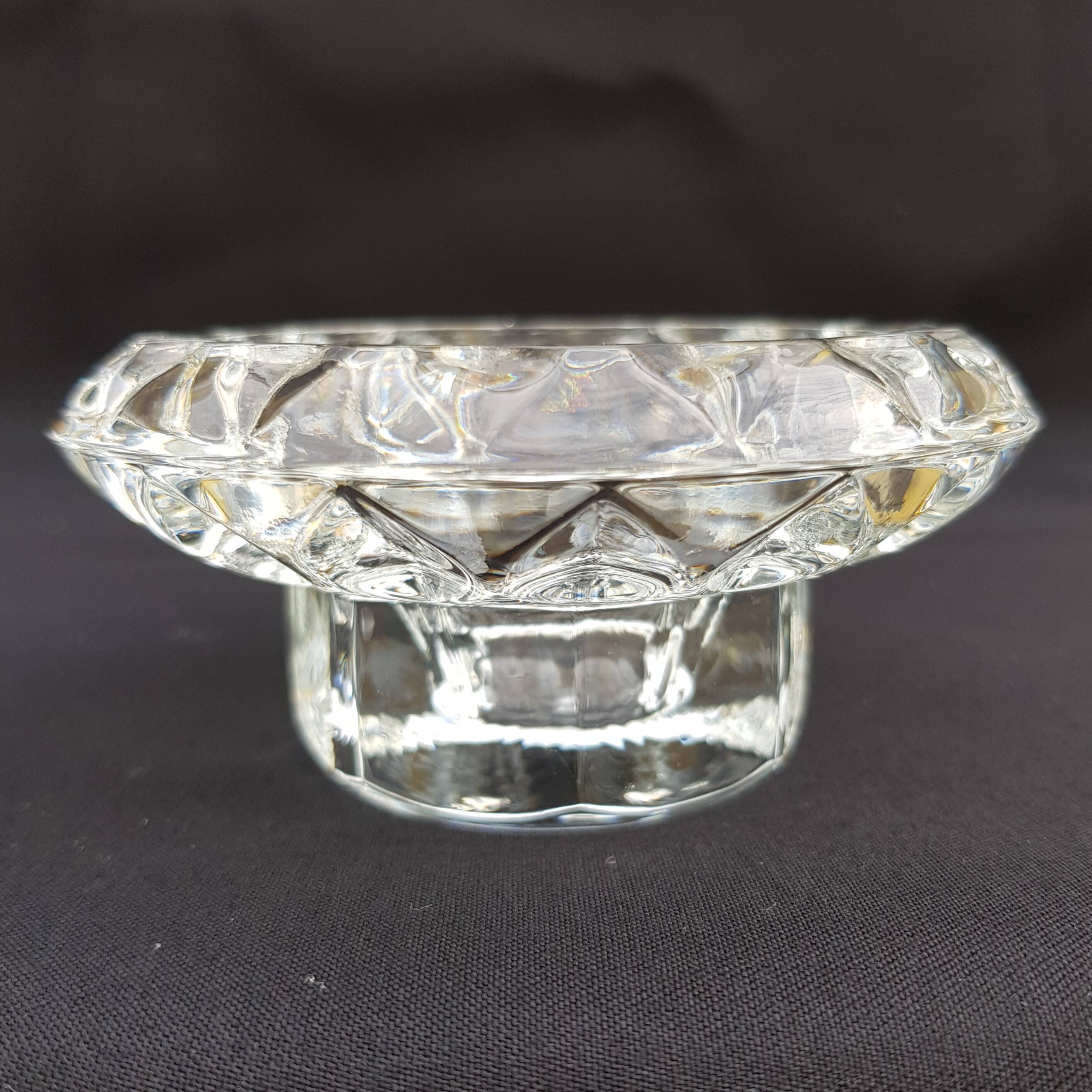 Duo of old glass candlesticks