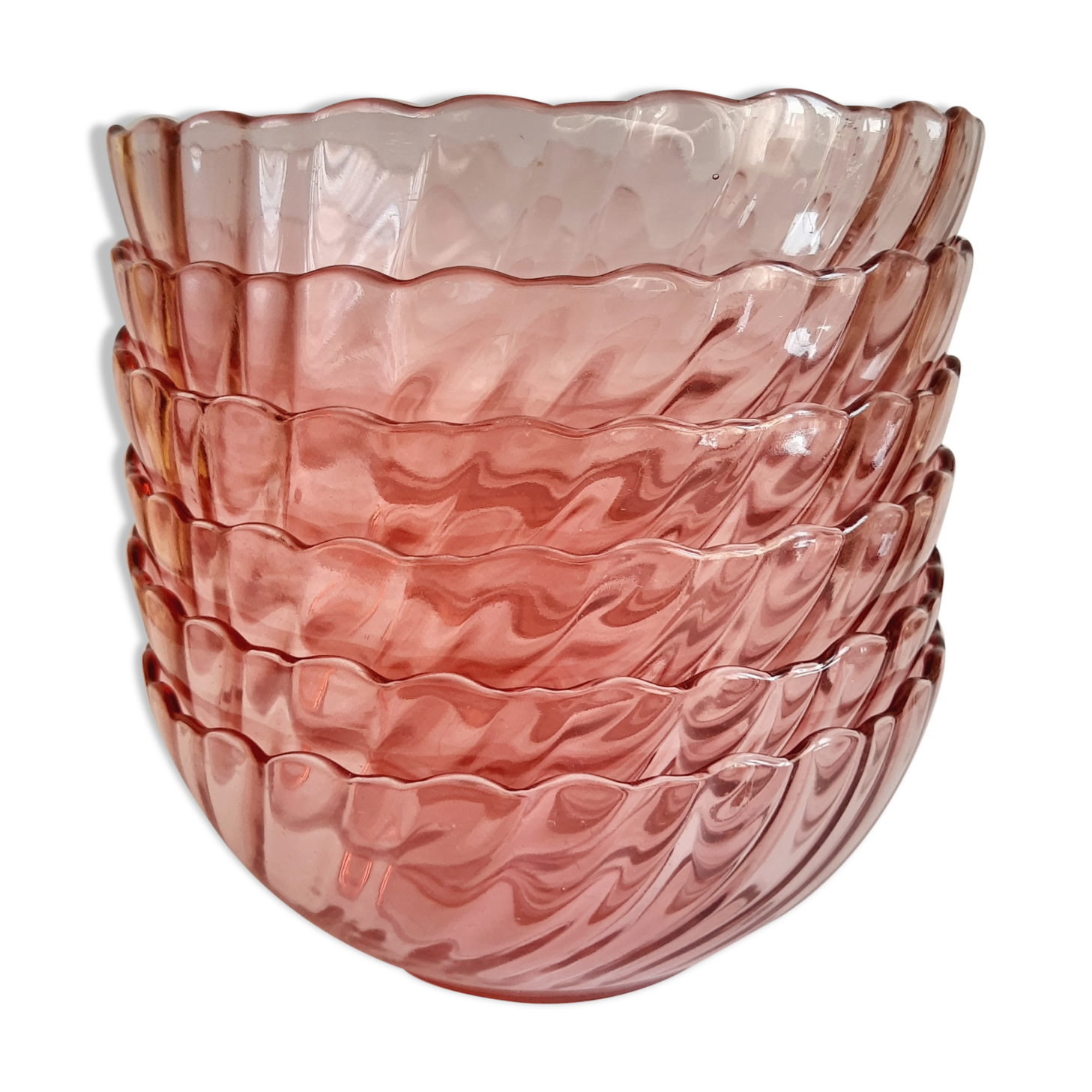 Lot de 6 coupelles  en verre rose vintage