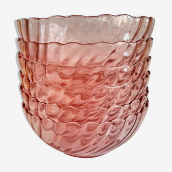 Set of 6 vintage pink glass cups