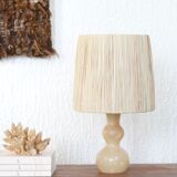 Alabaster lamp, raffia lampshade, 60s