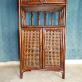 Library in Bamboo and Cane of Rattan Varnish Brown circa 1970 H 175 cm