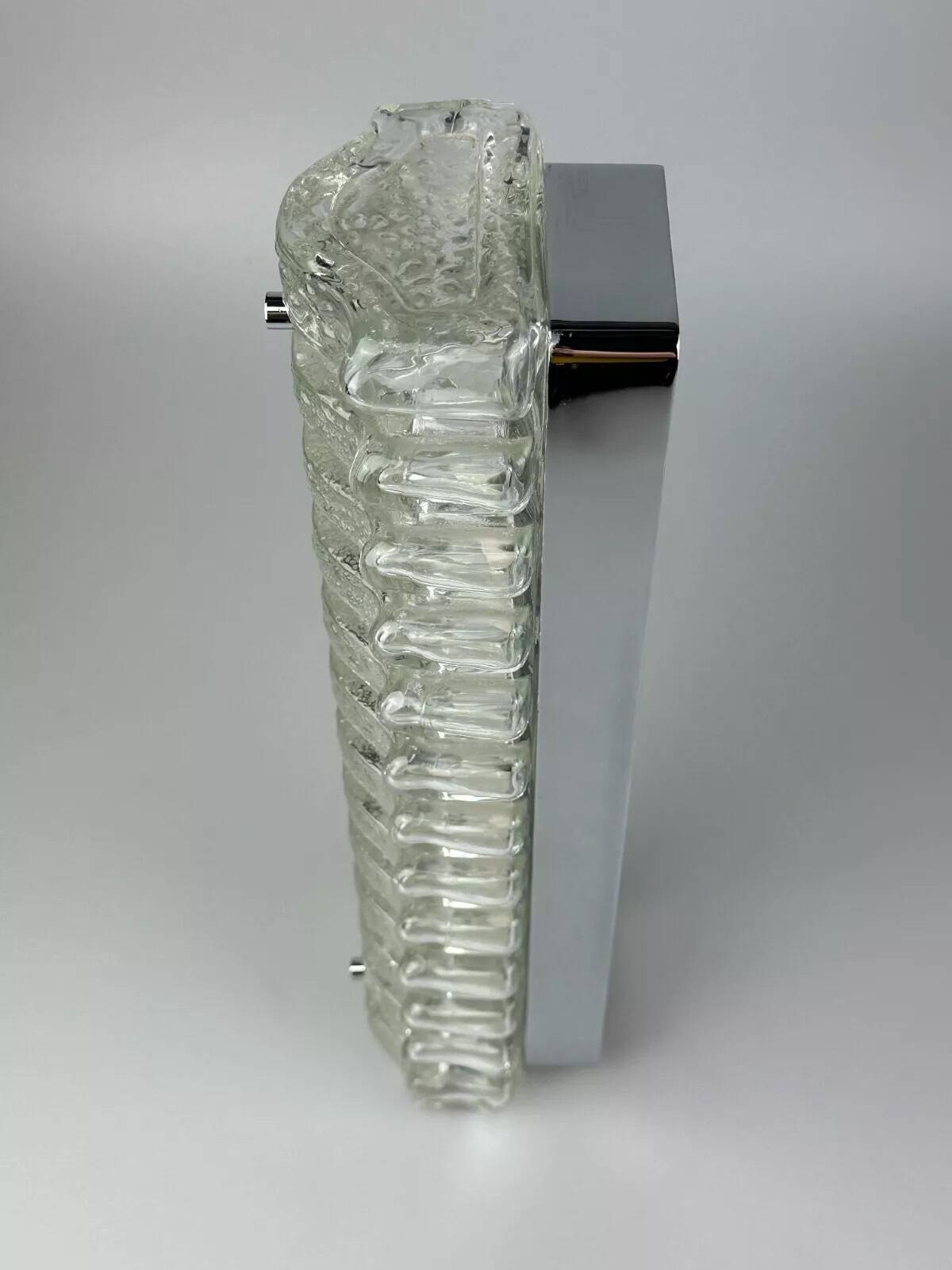 60s 70s wall lamp Limburg Germany Wall Sconce Ice Glass Chrome Space Age