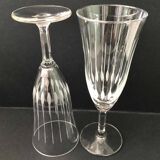 6 chiseled glass champagne flutes